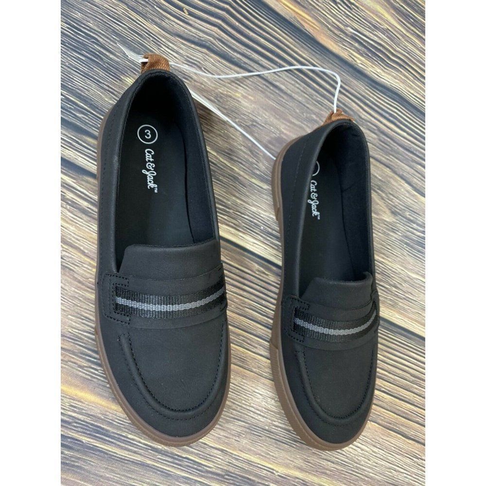 Cat & Jack LYAM Boys Slip on Boat Shoes Charcoal Dark Gray Size 3  New Box